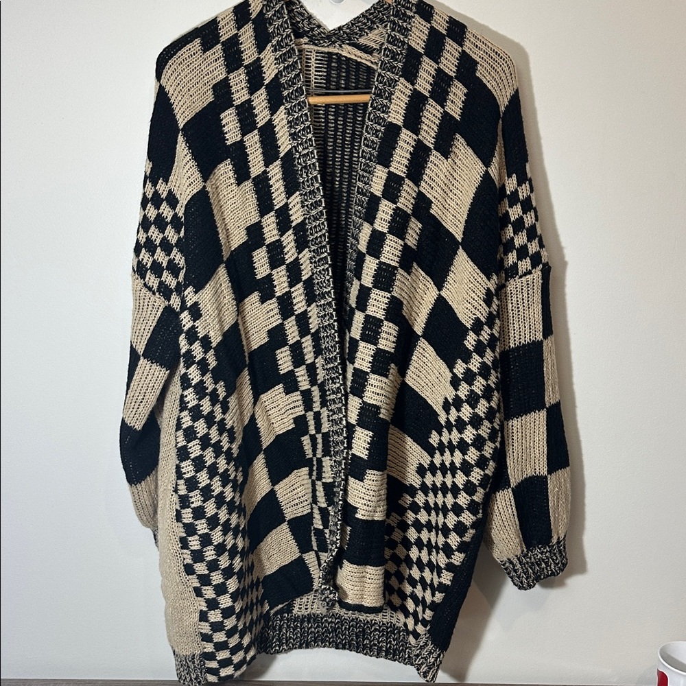Checkerboard Cardigan Sweater